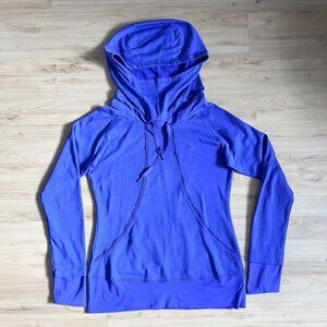 Adidas Pullover Womens M Blue Funnel Neck Cowl Drawstring Sweatshirt